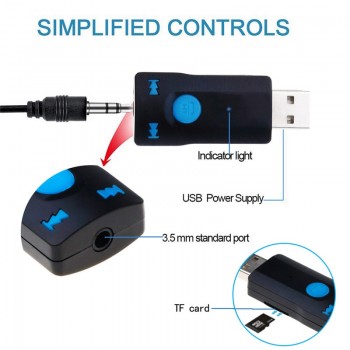 3.5mm AUX Bluetooth Car Kit 4.1 Handsfree Wireless Audio Receiver TF Music Transmitter for Car Speaker Mp3 player USB Charging