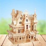 DIY Wooden Doll House Castle Building Blocks Children Handcraft Miniature Project Kit Manual Assembly 3D Model Toys Kids Gift