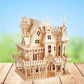 DIY Wooden Doll House Castle Building Blocks Children Handcraft Miniature Project Kit Manual Assembly 3D Model Toys Kids Gift