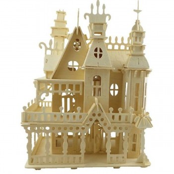 DIY Wooden Doll House Castle Building Blocks Children Handcraft Miniature Project Kit Manual Assembly 3D Model Toys Kids Gift