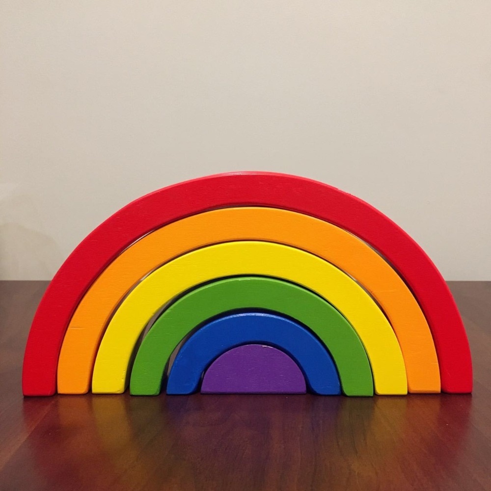 Nordic Wood Rainbow Building Blocks Toy Craft Baby Learning Educational  Wooden Blocks Toys Set Baby Kids Room Decor