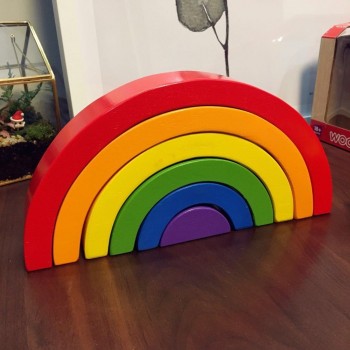 Nordic Wood Rainbow Building Blocks Toy Craft Baby Learning Educational  Wooden Blocks Toys Set Baby Kids Room Decor