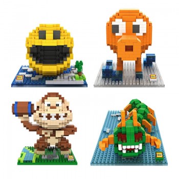 Classic pixel game war figures micro diamond block minicraft PacMan king kong Centipede Qbert zombie nanoblock toys collection