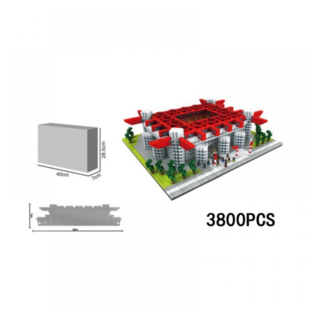 Italy famous Giuseppe Meazza Stadium micro diamond building block inter AC Milan San Siro football Field nanoblock model toys