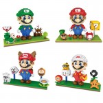 Classic game image micro diamond building block nintendoes super mario bros 3D scenes Squirrel Luigi nanoblock toys for gifts