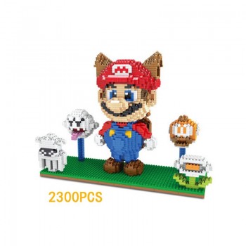 Classic game image micro diamond building block nintendoes super mario bros 3D scenes Squirrel Luigi nanoblock toys for gifts