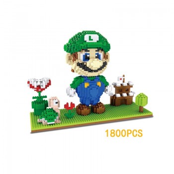 Classic game image micro diamond building block nintendoes super mario bros 3D scenes Squirrel Luigi nanoblock toys for gifts