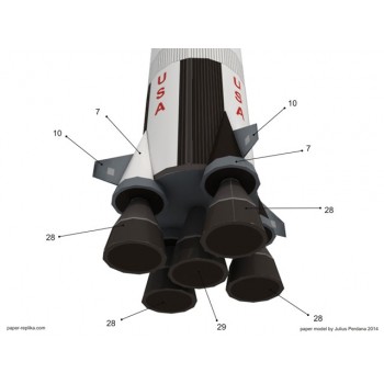 37cm 1:300 Saturn V Rocket Paper Model DIY Puzzle Manual Space 3D Origami Paper Art Toy