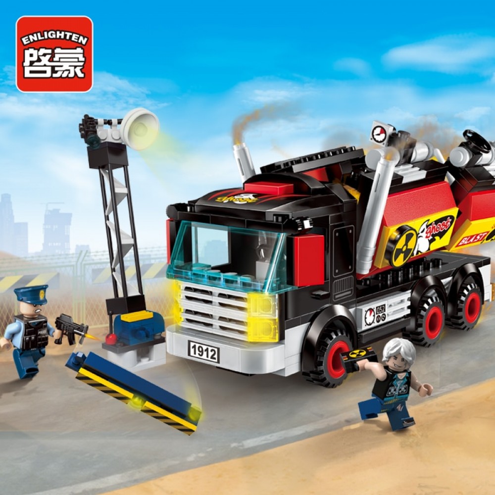Enlighten Building Block City Police Demolition Trucks 2 Figures 292pcs MOC Educational Bricks Toy Boy Gift-No Box