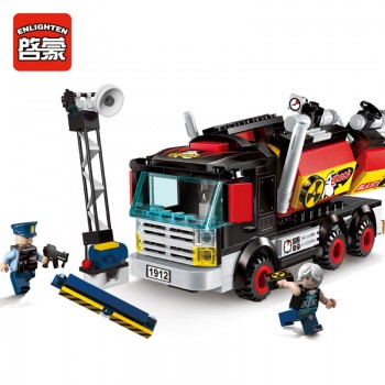 Enlighten Building Block City Police Demolition Trucks 2 Figures 292pcs MOC Educational Bricks Toy Boy Gift-No Box