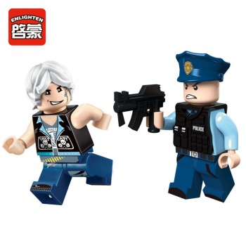 Enlighten Building Block City Police Demolition Trucks 2 Figures 292pcs MOC Educational Bricks Toy Boy Gift-No Box