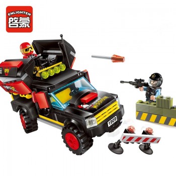 Enlighten Building Block City Police Demolition Trucks 2 Figures 292pcs MOC Educational Bricks Toy Boy Gift-No Box