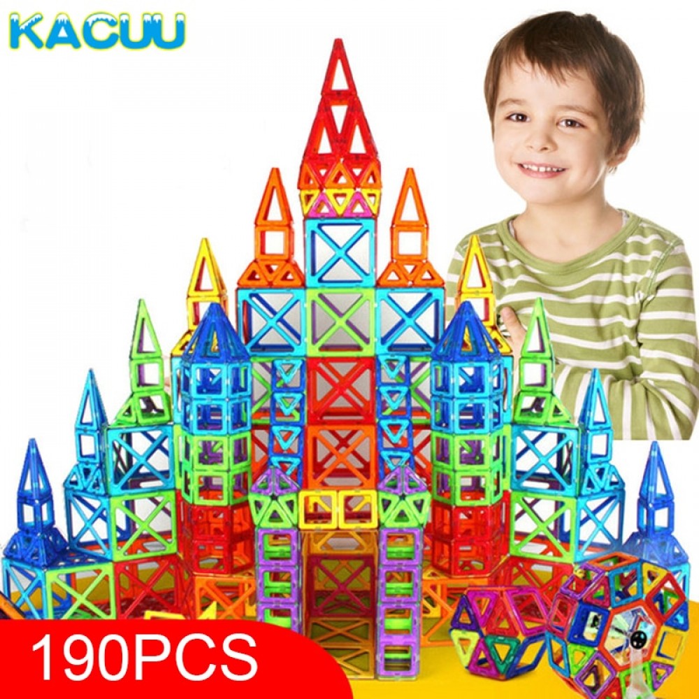 KACUU 190pcs Mini Magnetic Designer Blocks Model amp; Building Toy Plastic Magnent Toys Constructor Educational Toys For Kids Gift