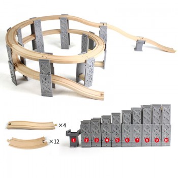 DIY Wooden Track Wooden Railway Accessories Train Track Railway Accessories Bus Station Rainbow Bridge Track