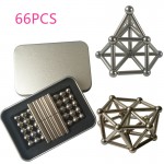 66pcs Kids Toys Creative Magnets Strong Neodymium Magnet Sliver Bars amp; Metal Balls Children Brain Game Toys For Kids Gift