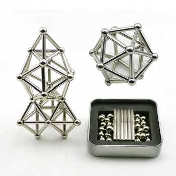 66pcs Kids Toys Creative Magnets Strong Neodymium Magnet Sliver Bars amp; Metal Balls Children Brain Game Toys For Kids Gift