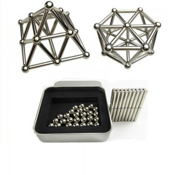 66pcs Kids Toys Creative Magnets Strong Neodymium Magnet Sliver Bars amp; Metal Balls Children Brain Game Toys For Kids Gift