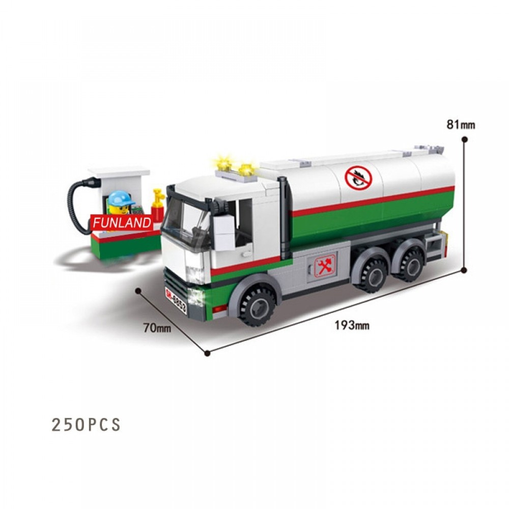 Funny City server Fuel tank truck car building block scenes Gas worker figures diy bricks educational toys for children gifts