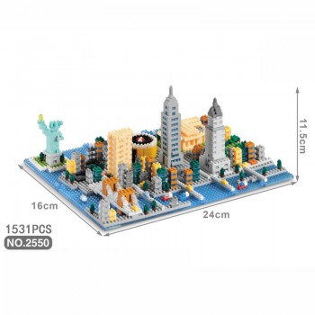 National Famous Street View nanoblock 3D model USA new york UK london Streetscape micro diamond building block assemable toys