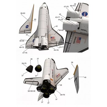 34cm 1:150 Space Shuttle Atlantis Paper Model Puzzle Manual Spaceflight Rocket DIY Paper Art Toy