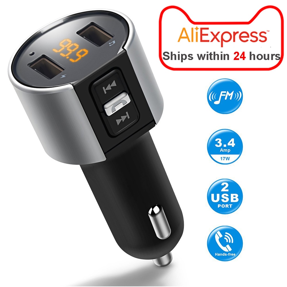 Bluetooth FM Transmitter Wireless In Car MP3 Player V4.2 Bluetooth Car Kit FM Radio Transmitter Modulator Dual USB Charger Port