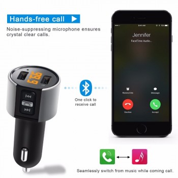 Bluetooth FM Transmitter Wireless In Car MP3 Player V4.2 Bluetooth Car Kit FM Radio Transmitter Modulator Dual USB Charger Port