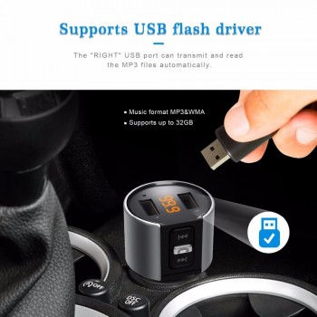 Bluetooth FM Transmitter Wireless In Car MP3 Player V4.2 Bluetooth Car Kit FM Radio Transmitter Modulator Dual USB Charger Port