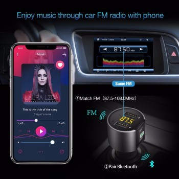 Bluetooth FM Transmitter Wireless In Car MP3 Player V4.2 Bluetooth Car Kit FM Radio Transmitter Modulator Dual USB Charger Port