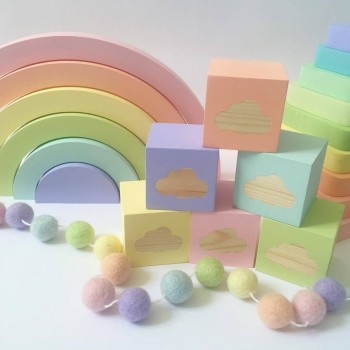 Nordic Educational Wooden stacking Toys Wood  Blocks Set Wooden Rainbow Blcoks  Natural Craft Toys Kids Room Accessory Decor
