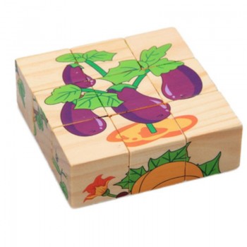 Wooden Cartoon Animal Three-dimensional 9 Tablets Square 6 Puzzle Educational Toys Building Blocks Baby Colorful Blocks Toys