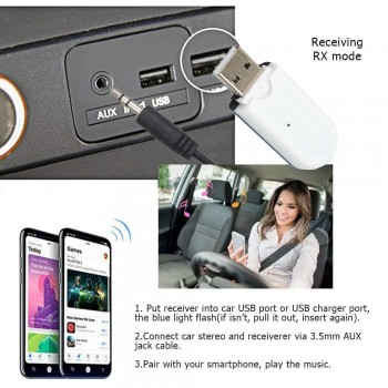 kebidumei Blutooth Music Audio Receiver Wireless Stereo 3.5mm Jack Bluetooth USB A2DP Adapter Dongle for Car AUX Android/IOS