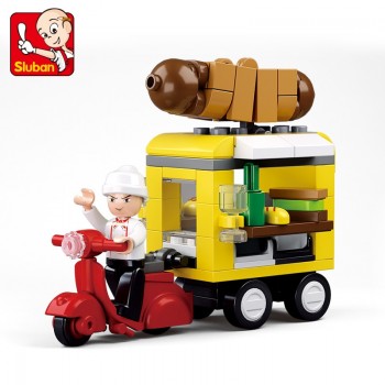 Sluban Building Block City Town Hot-Dog Dinning Car 112pcs Educational Bricks Toy Boy Gift - No Retail Box