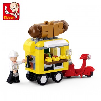 Sluban Building Block City Town Hot-Dog Dinning Car 112pcs Educational Bricks Toy Boy Gift - No Retail Box
