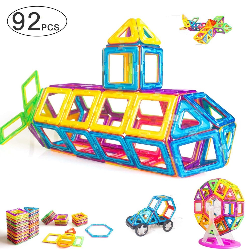 92 PCS DIY Magnetic Blocks, Magnetic Building Set, Magnetic Tiles, Educational Toys for Baby/Kids toys for children boys 3 years
