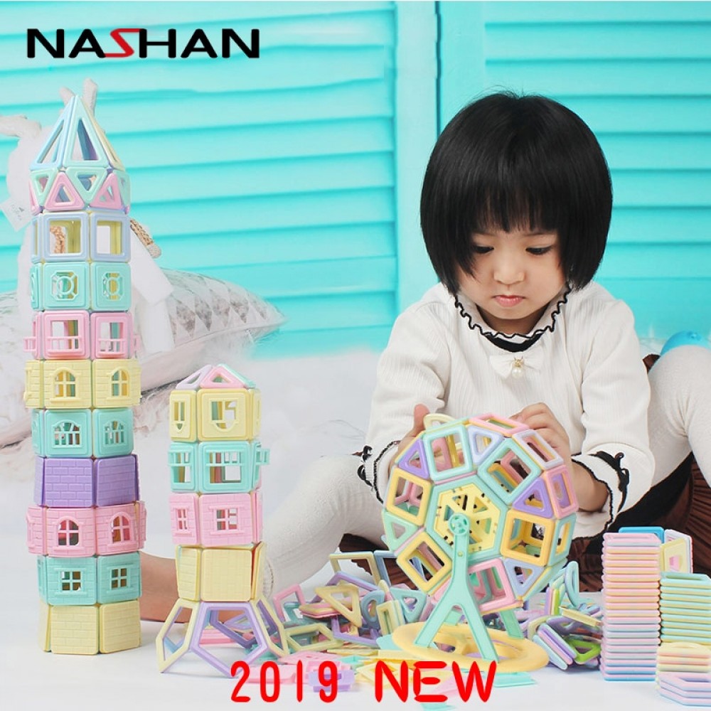 Nashan Macaron Color 399Pcs Magnetic Blocks Magnetic Designer Construction Set Magnet Toy  Educational Toys For Children Gifts