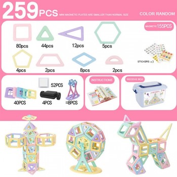 Nashan Macaron Color 399Pcs Magnetic Blocks Magnetic Designer Construction Set Magnet Toy  Educational Toys For Children Gifts