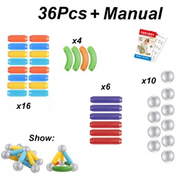 Large Size Magnet Bars Metal Balls Toy Magentic Building Models Toys Construction Magnetic Blocks Designer Educational Kid Gift