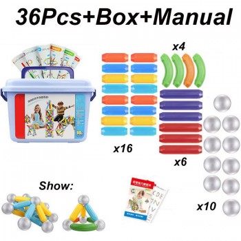 Large Size Magnet Bars Metal Balls Toy Magentic Building Models Toys Construction Magnetic Blocks Designer Educational Kid Gift