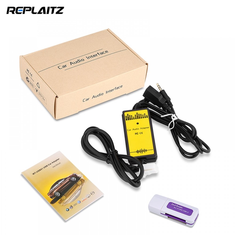 Replaitz 2x6P Car USB AUX Adapter Vehicle MP3 Audio Interface Connect Auto WMA Decoder CD Changer for Toyota RAV4 Avensis /Lexus