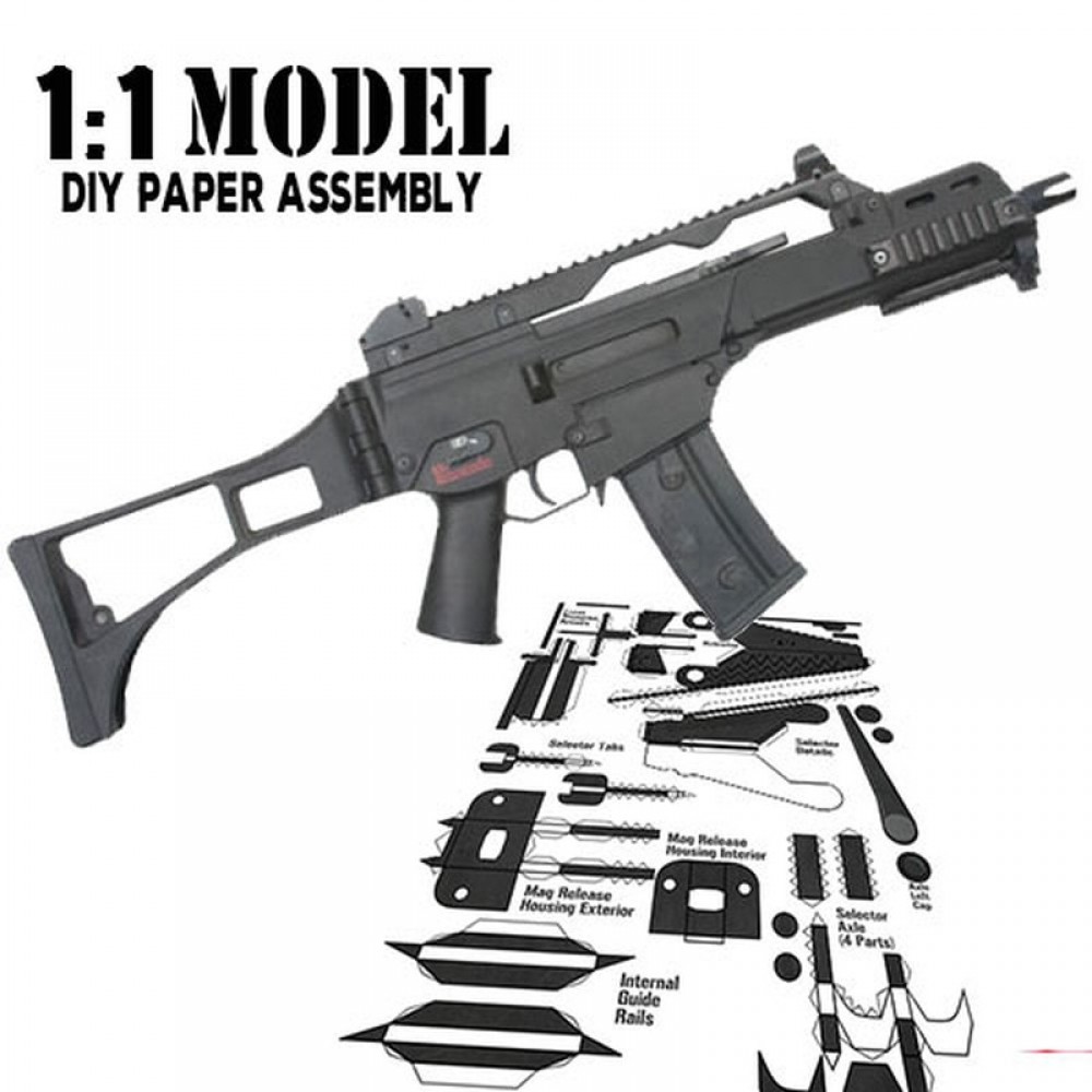 1:1 HK-G36 Toy Gun Model Paper Assembled Educational Toy Building Construction Toys Card Model Building Sets