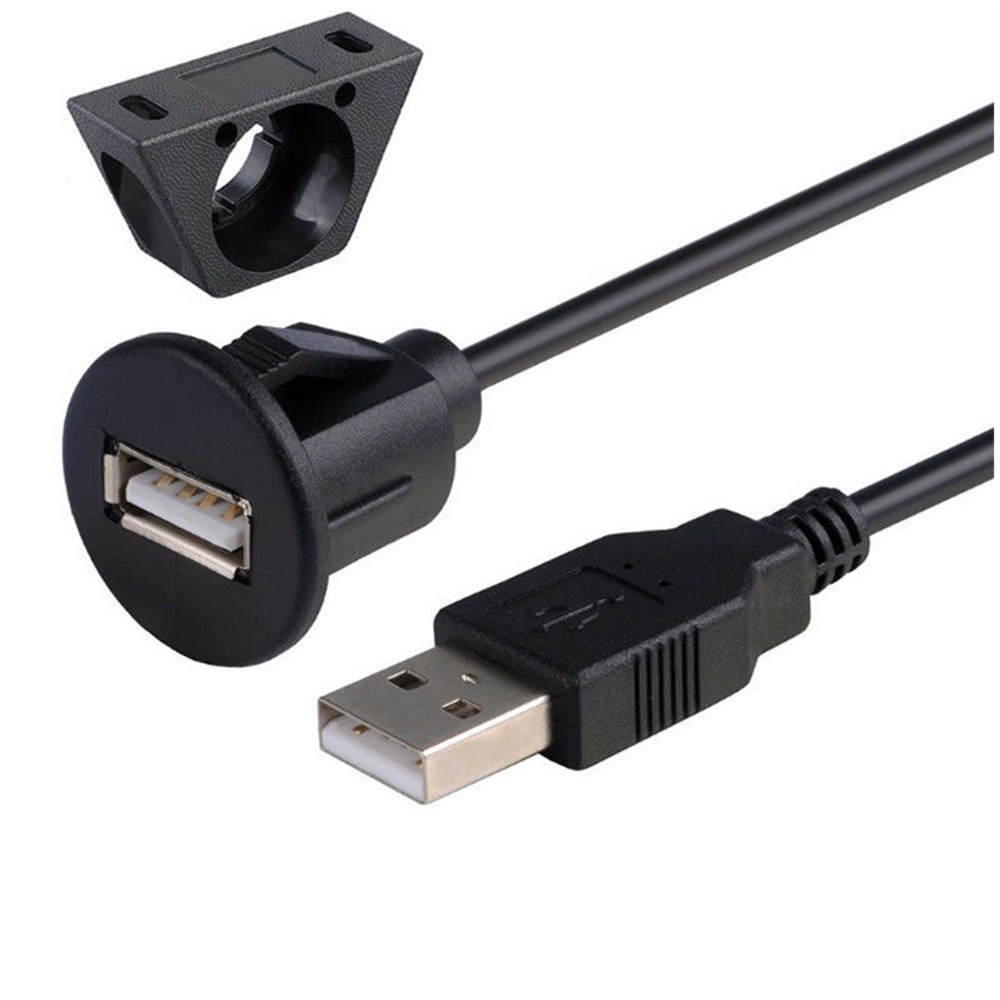 1m/2m Car Dash Board Mount USB 2.0 Male To Female Socket Panel Extension Cable Transfer Date Charging Cable Male To Female Cable