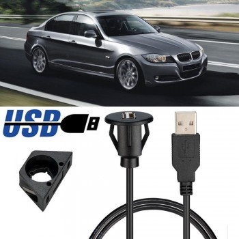 1m/2m Car Dash Board Mount USB 2.0 Male To Female Socket Panel Extension Cable Transfer Date Charging Cable Male To Female Cable