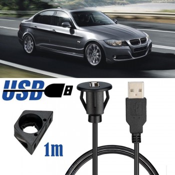 1m/2m Car Dash Board Mount USB 2.0 Male To Female Socket Panel Extension Cable Transfer Date Charging Cable Male To Female Cable