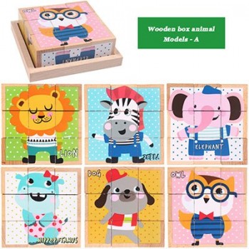 Baby toy Wooden block Chopping block Wooden cubes Animal Fruit Traffic 9pcs 6 side Educational toys for Children