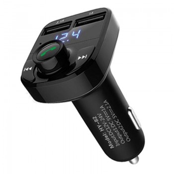 JaJaBor Bluetooth Car Kit FM Transmitter Handfree Car MP3 Audio Player Voltage Detection Noise Cancellation Dual USB Car Charger