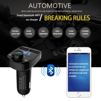 JaJaBor Bluetooth Car Kit FM Transmitter Handfree Car MP3 Audio Player Voltage Detection Noise Cancellation Dual USB Car Charger