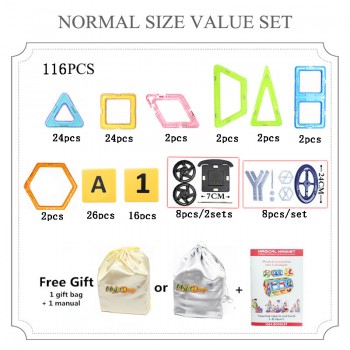 Mylitdear Big Size 116pcs Magnetic Blocks Magnetic Designer Construction 3D Model Magnetic Blocks Educational Toys For Children