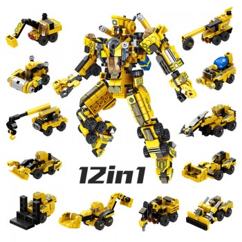 YETAA Legofigure Hook Truck Agitator Crane Mech Armor Bricks Toys Gifts Blocks Toys for Children 12in1 Minecraft Building Blocks