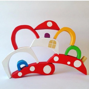 Wood Rainbow Blocks Set Kids Natural Wooden Building Blocks Mushroom Craft Early Learning Educational Toys Baby Room Home Decor