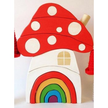 Wood Rainbow Blocks Set Kids Natural Wooden Building Blocks Mushroom Craft Early Learning Educational Toys Baby Room Home Decor